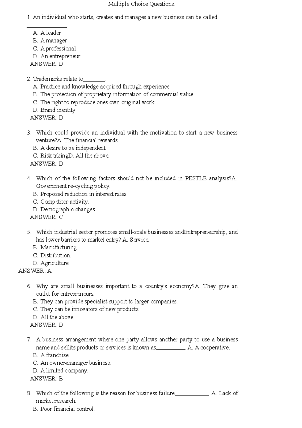 Why are Small Businesses Important to a Country'S Economy Mcq