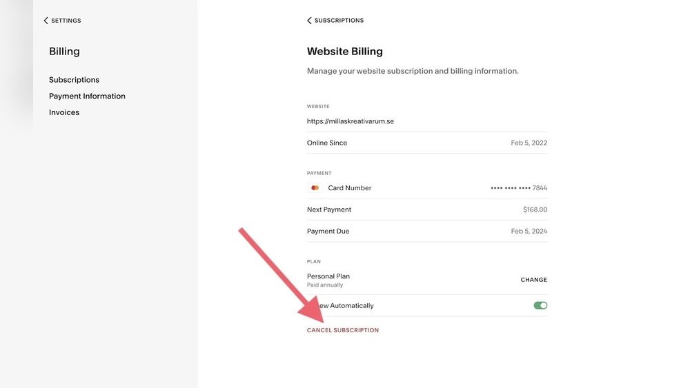 How to Cancel Subscription on Squarespace