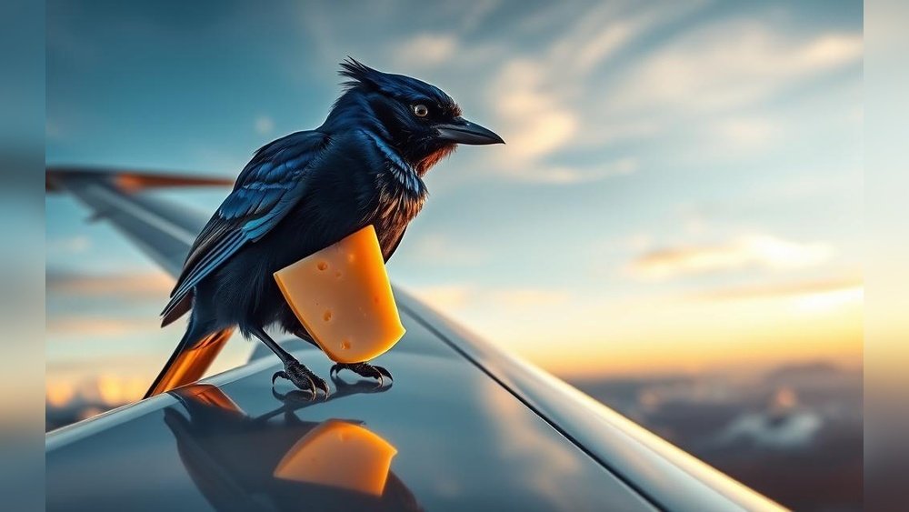 A Steller'S on a Jet Eating Cheese Ai