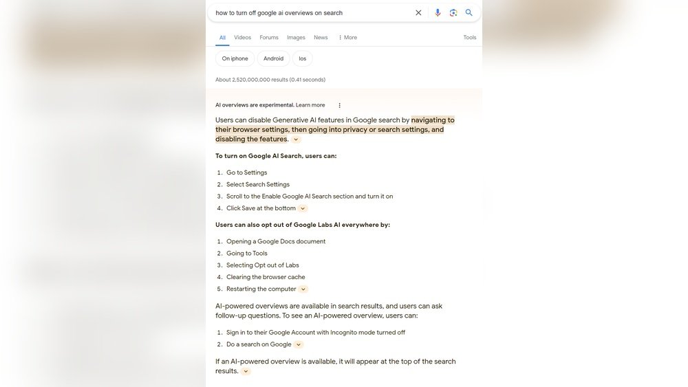 How to Turn off Ai on Google