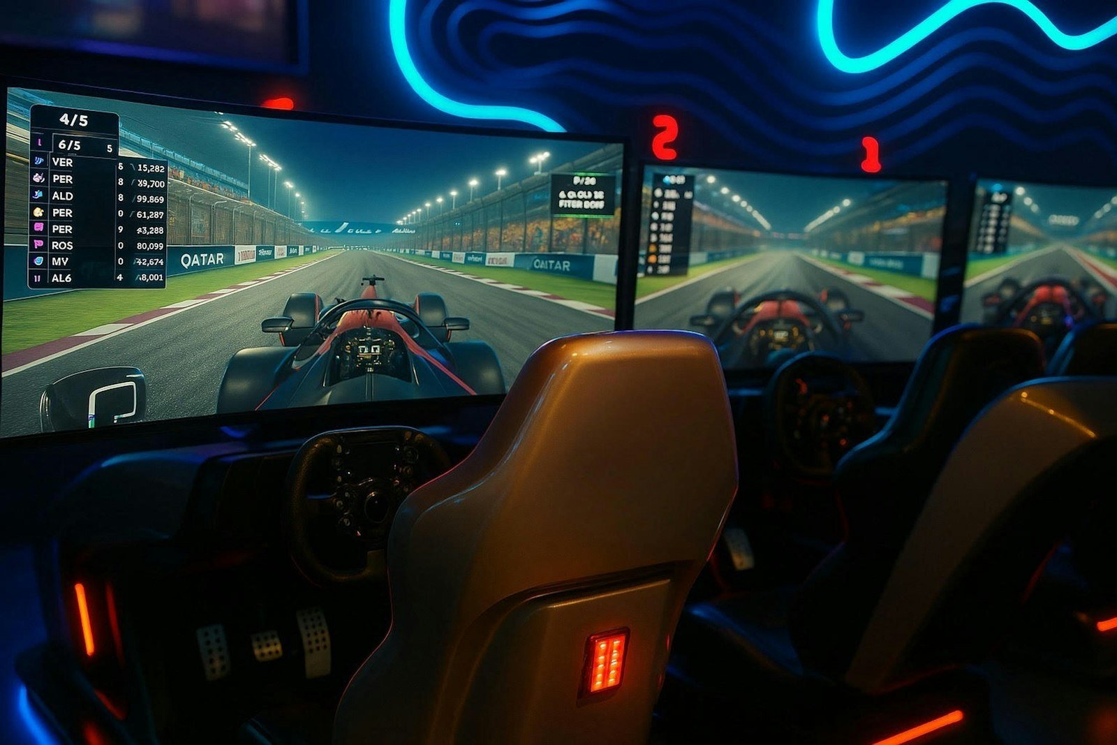 Motorsport racing simulator used as an illustration for checking FloSports subscription prices