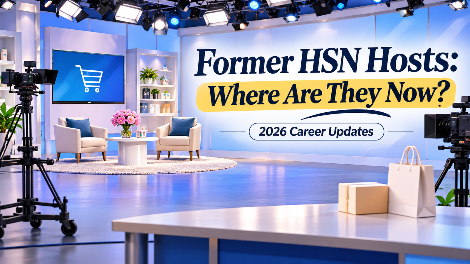 AI-generated illustration of a home shopping television studio and career updates