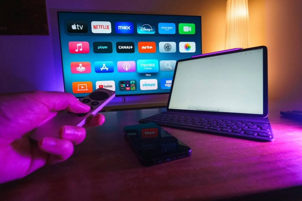 Streaming service interface on a home television