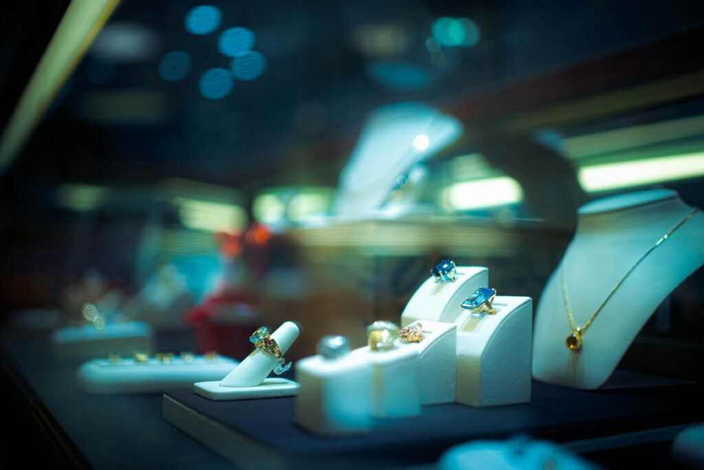 Jewelry displayed in a store, an illustrative image rather than a JTV studio or host photograph