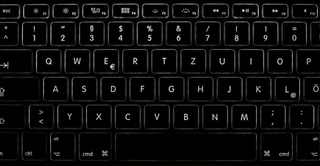 Close-up of a laptop keyboard used for account sign-in