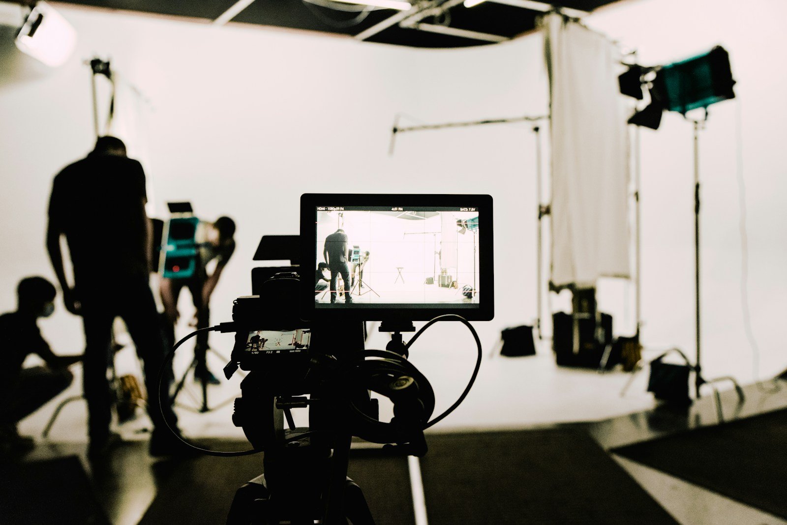 Video-production camera equipment, an illustrative photograph rather than the Celebrity Family Feud set